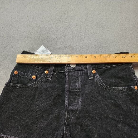 Levi's Black Jean Shorts 501 Raw Hem Shorts Sz 25 - Picture 9 of 10